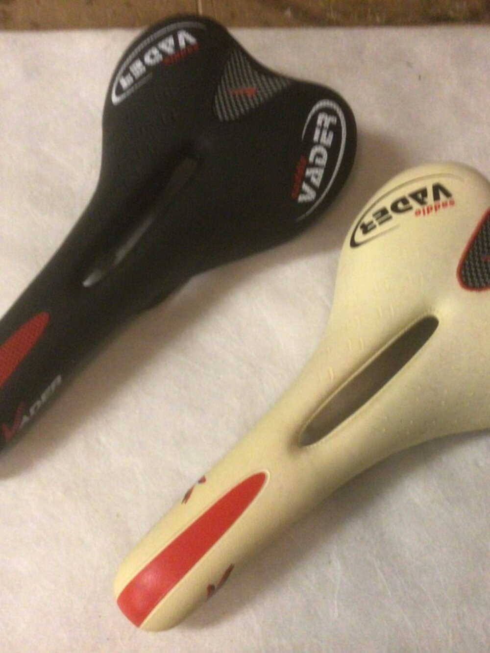 Black Bike Seats with Read Trim